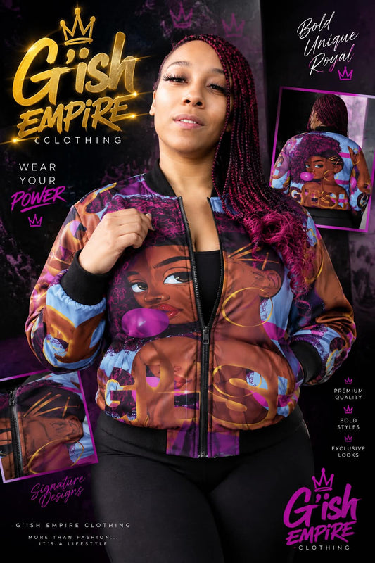 G’ish Chill Toon Women's All-Over Print Bomber Jacket